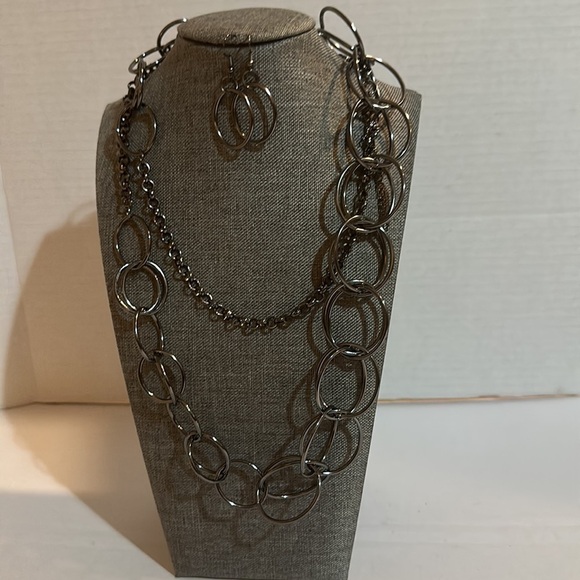 𝅺silver Necklace with rings - Picture 3 of 8
